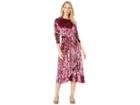 Juicy Couture Crushed Velvet Midi Dress (wine) Women's Dress