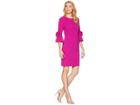 Donna Morgan 3/4 Bell Sleeve Crepe Shift Dress W/ Bow Detail At Wrist (orchid) Women's Dress