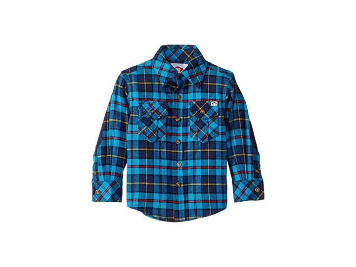 Appaman Kids Flannel Shirt With Elbow Patches (toddler/little Kids/big Kids) (snorkle Blue Plaid) Boy's Clothing
