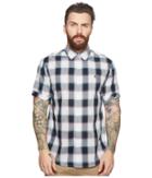 Original Penguin Short Sleeve Check Woven (dark Sapphire) Men's Short Sleeve Button Up