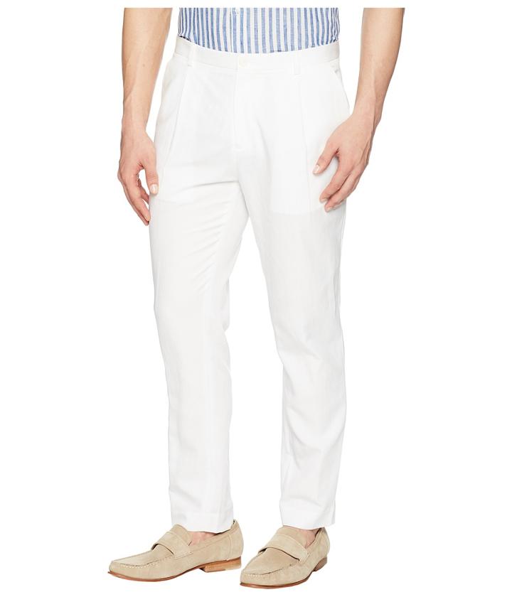 Calvin Klein Linen Tapered Carrot Fit Pleated Pants (standard White) Men's Casual Pants