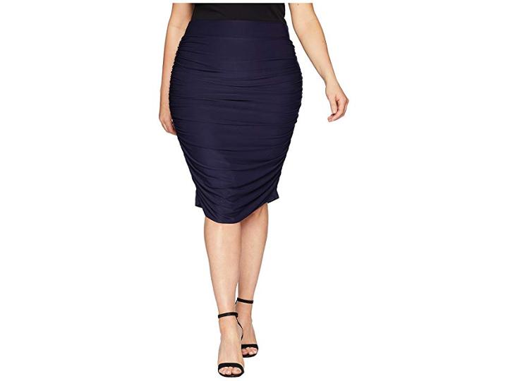 Kiyonna Helena Ruched Skirt (navy) Women's Skirt