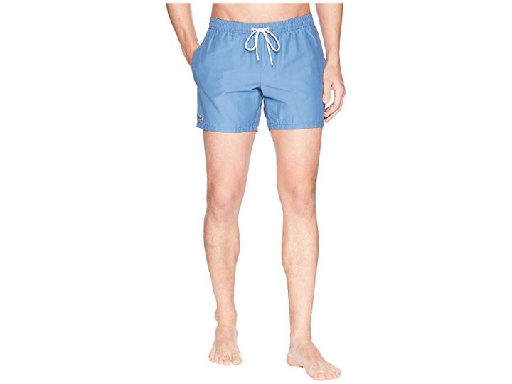 Lacoste Solid Swim Short Length (king/navy Blue) Men's Swimwear