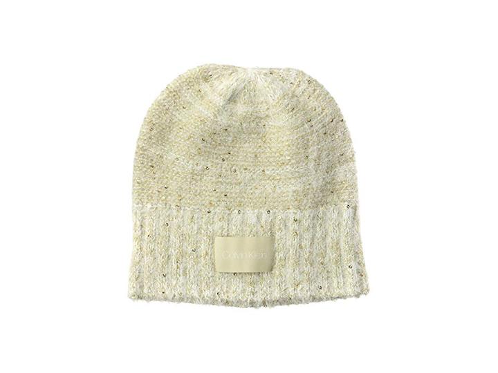 Calvin Klein Marled Sequin Beanie (heathered Almond) Beanies