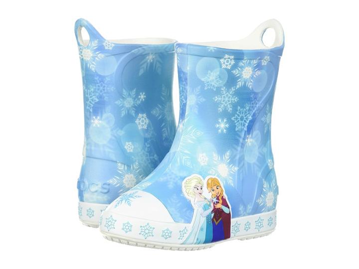 Crocs Kids Bump It Frozen Rain Boot (toddler/little Kid) (ice Blue) Girls Shoes