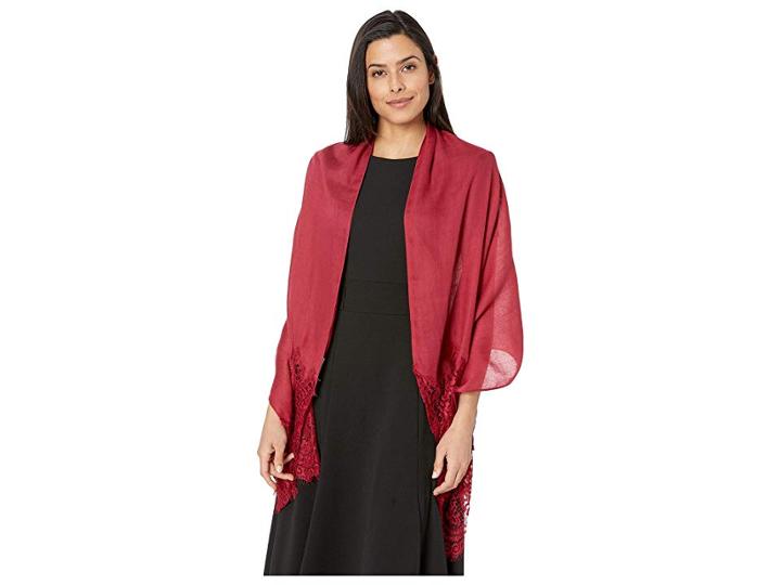 Collection Xiix Lace Edge Evening Wrap (wine) Women's Clothing