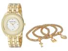 Steve Madden Madden Girl Watch With Charm And Stone Bracelet Set Smgs017 (gold) Watches