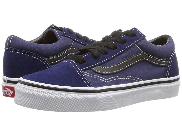 Vans Kids Old Skool (little Kid/big Kid) (medieval Blue/black) Boys Shoes