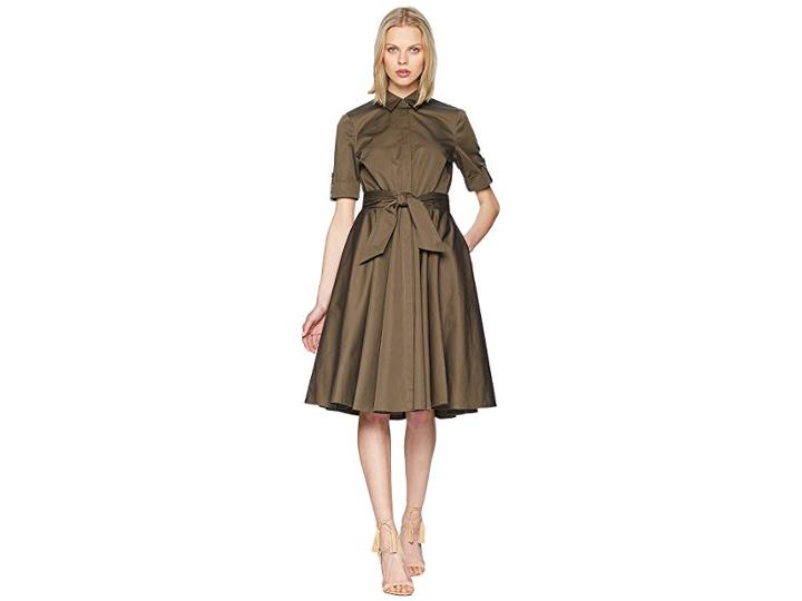 Badgley Mischka Day To Evening Shirtdress W/ Circle Skirt (oregano) Women's Dress