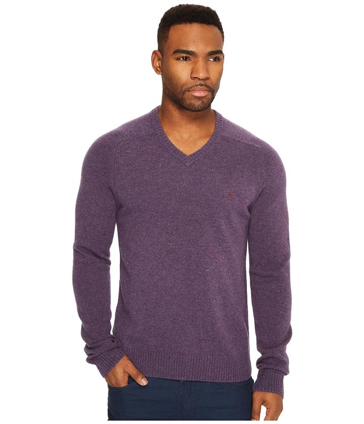 Original Penguin P55 100 Lambswool V-neck (plum Wine) Men's Sweater