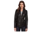 Cole Haan Wing Collar Leather Jacket (black) Women's Coat