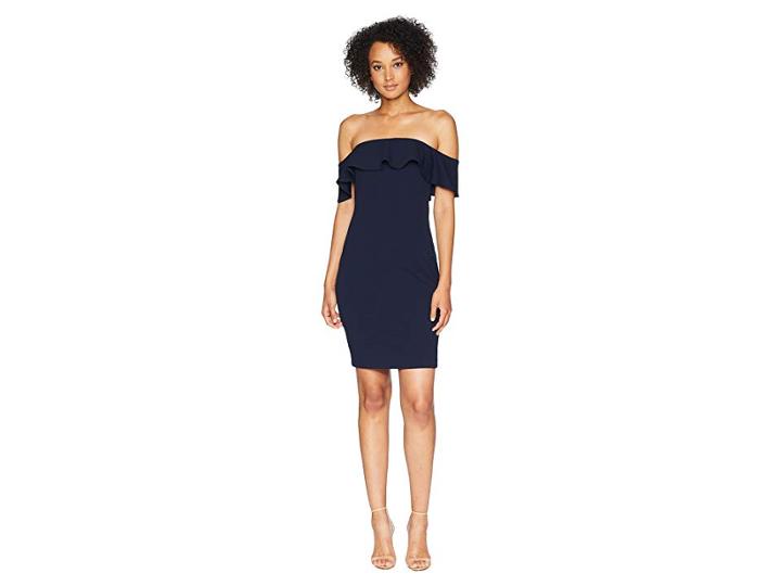 Calvin Klein Off The Shoulder Sheath Dress Cd8b13rc (indigo) Women's Dress