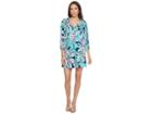 Lilly Pulitzer 3/4 Sleeve Amina Dress (high Tide Navy Dancing Lady) Women's Dress