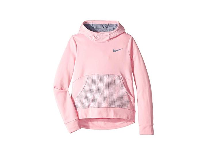 Nike Kids Therma Pullover Hoodie Energy (little Kids/big Kids) (pink/ashen Slate/ashen Slate/ashen Slate) Girl's Sweatshirt