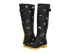 Joules Tall Welly Print (black Raining Dogs Rubber) Women's Rain Boots
