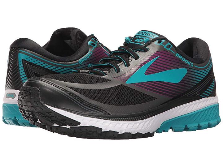 Brooks Ghost 10 Gtx(r) (black/peacock Blue/hollyhock) Women's Running Shoes