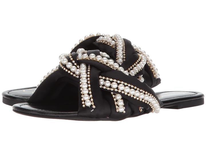 Jessica Simpson Rhondalin (black Crystal Satin) Women's Flat Shoes