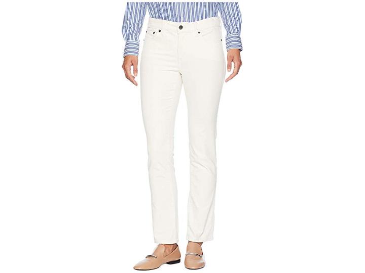 Lauren Ralph Lauren Petite Premier Corduroy Straight Skinny Pants (marscarpone Cream) Women's Casual Pants