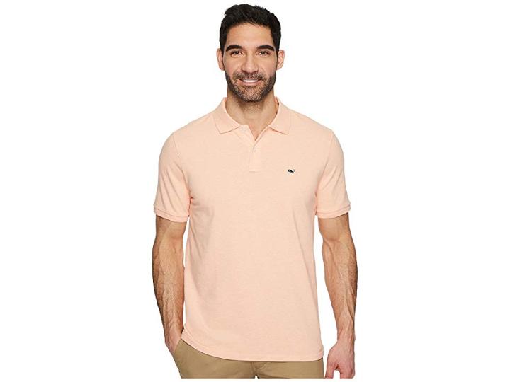 Vineyard Vines Stretch Pique Heather Polo (peachy) Men's Clothing