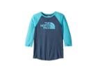 The North Face Kids Tri-blend 3/4 Sleeve Tee (little Kids/big Kids) (blue Wing Teal Heather (prior Season)) Girl's Clothing