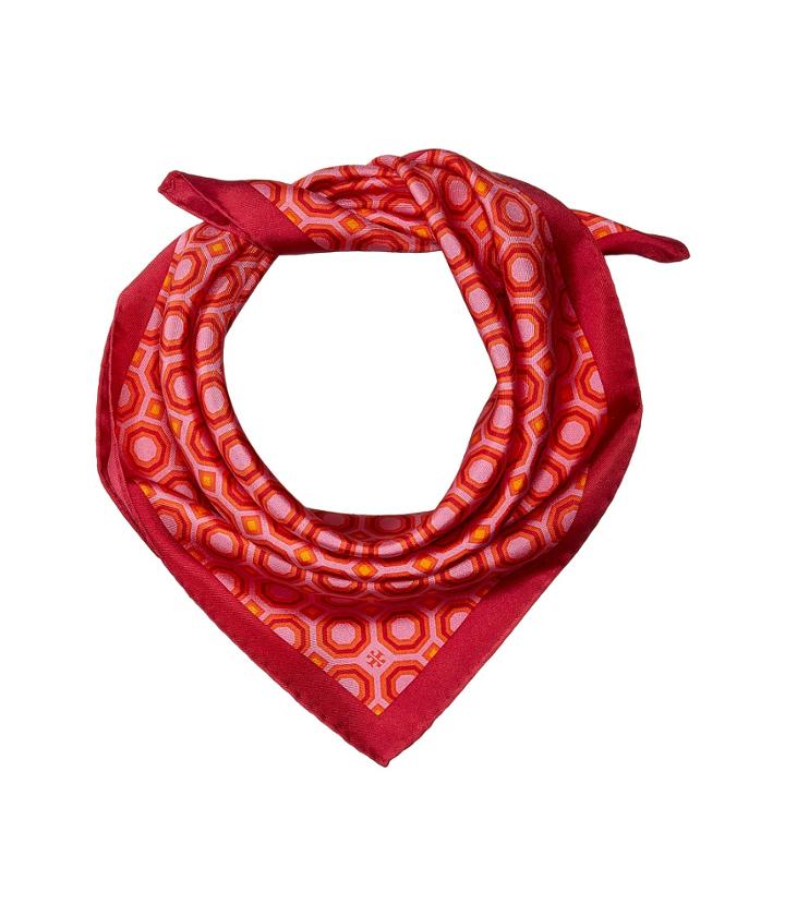 Tory Burch Octagon Silk Neckerchief (pink) Scarves