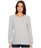 Michael Stars Super Soft Madison Rib Long Sleeve Scoop Neck Pullover (heather Grey) Women's Clothing