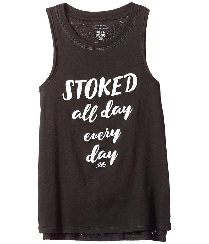 Billabong Kids Stoked All Day Tank Top (little Kids/big Kids) (off-black) Girl's Sleeveless