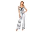 Adelyn Rae Ava Jumpsuit (white/blue) Women's Jumpsuit & Rompers One Piece