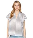 Kenneth Cole New York V-neck Tuck Top (avenue Stripe) Women's Clothing