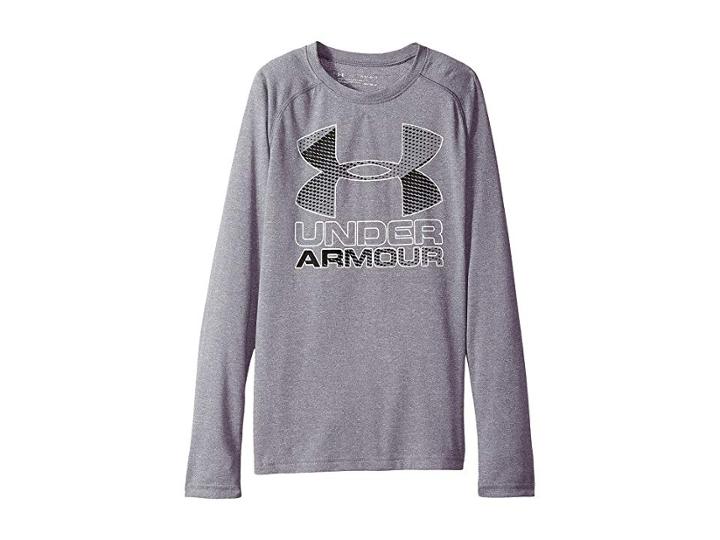 Under Armour Kids Hybrid Big Logo Long Sleeve Tee (big Kids) (graphite/black/white) Boy's T Shirt