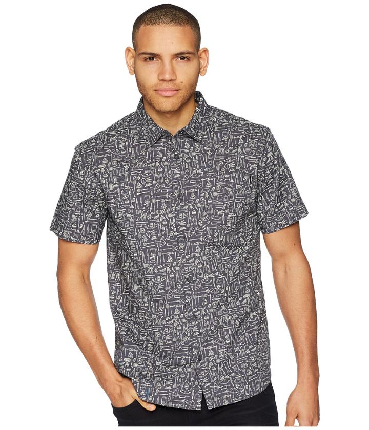 O'neill Growler Short Sleeve Woven Top (asphalt) Men's Clothing
