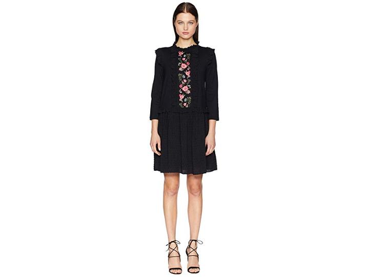 Kate Spade New York Broome Street Embroidered Mixed Media Dress (black) Women's Dress