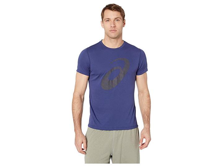 Asics Run Silver Short Sleeve Graphic 3 Top (indigo Blue) Men's Workout