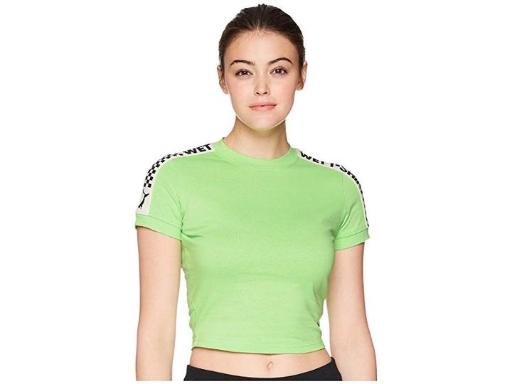 Puma Puma X Fenty By Rihanna Short Sleeve Cropped Tee (green Gecko) Women's T Shirt