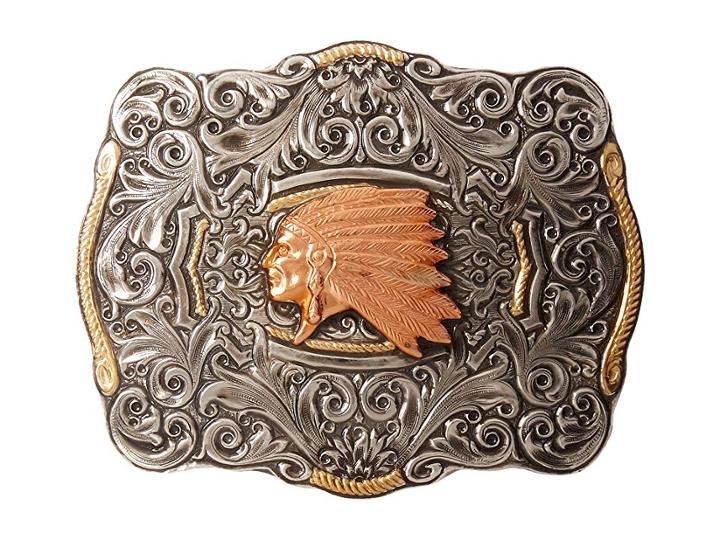 M&f Western Crumrine Indian Head Buckle (silver/copper) Men's Belts