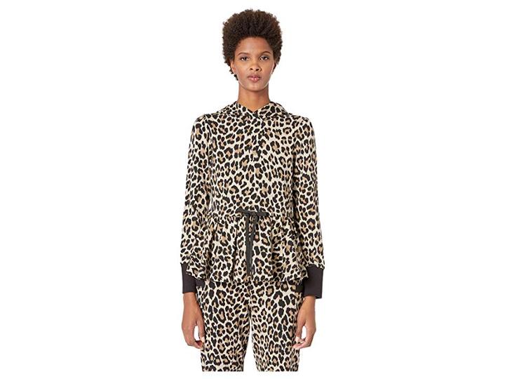 Kate Spade New York Athleisure Dashing Beauty Leopard Terry Hoodie (roasted Peanut) Women's Sweatshirt
