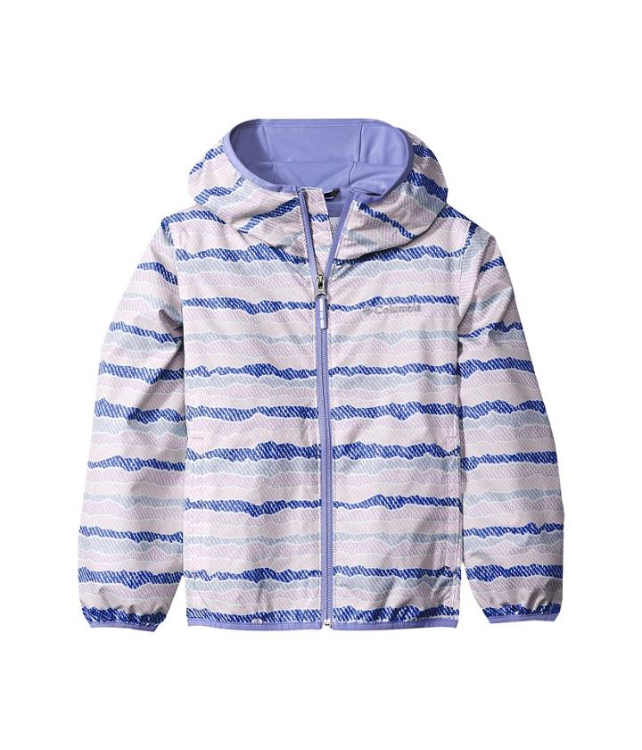 Columbia Kids Pixel Grabbertm Ii Wind Jacket (little Kids/big Kids) (clematis Blue Stripe/fairytale) Girl's Coat