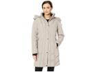Calvin Klein Faux Fur Trimmed Down Walker Coat With Vertical Pipping Detail (thistle) Women's Coat