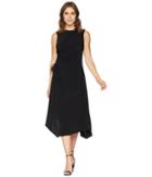 Taylor Jewel Neck Solid Side Ruched Jersey Dress (black) Women's Dress