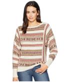 Chaps Linen Cotton Long Sleeve Sweater (tan Multi) Women's Sweater