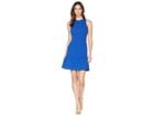Donna Morgan Crepe Sheath Dress With Flounce (blue Flame) Women's Dress