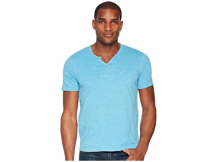 Mod-o-doc Topanga Short Sleeve Notch V-neck Tee (swell Blue) Men's T Shirt
