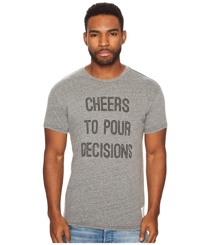 The Original Retro Brand Cheers To Pour Decisions Short Sleeve Tri-blend Tee (streaky Grey) Men's T Shirt