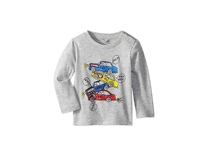 Stella Mccartney Kids Georgie Stacked Cars Long Sleeve Tee (infant) (grey) Kid's T Shirt