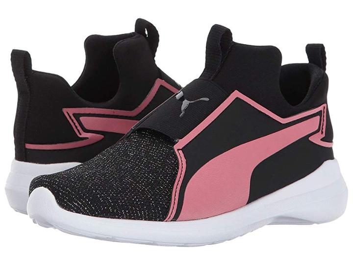 Puma Kids Rebel Mid Gleam (little Kid/big Kid) (puma Black/rapture Rose) Girls Shoes