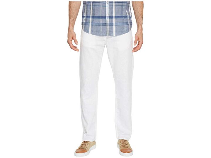 Perry Ellis Slim Fit Solid Linen Pants (bright White) Men's Casual Pants