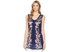 Johnny Was Cattleya Long Tunic (blue Night) Women's Blouse