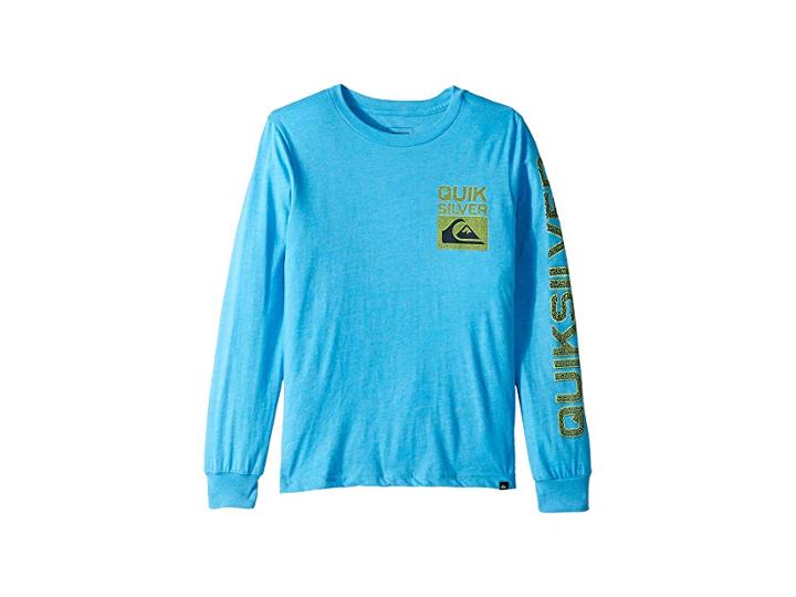 Quiksilver Kids Pixel Screen Long Sleeve Tee (big Kids) (malibu Heather) Boy's Long Sleeve Pullover