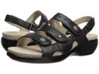 Aravon Pc Three Strap (black Leather) Women's Sandals