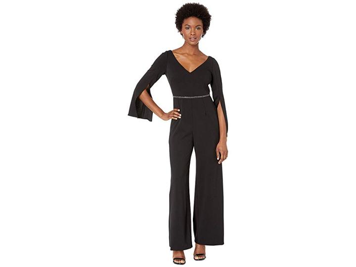 Adrianna Papell Petite Long Crepe Jumpsuit (black) Women's Jumpsuit & Rompers One Piece